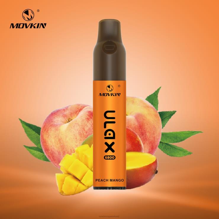 RandM Vape Online | RandM Movkin Ulax Z2XZX60 6800 (Ceramic Coil) Rechargeable Disposable Vape Pod Device Peach Mango