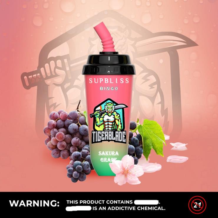 R And M Vape Ireland | RandM Supbliss Bingo Z2XZX261 8000 Vape Pod Device 1Pc Sakura Grape