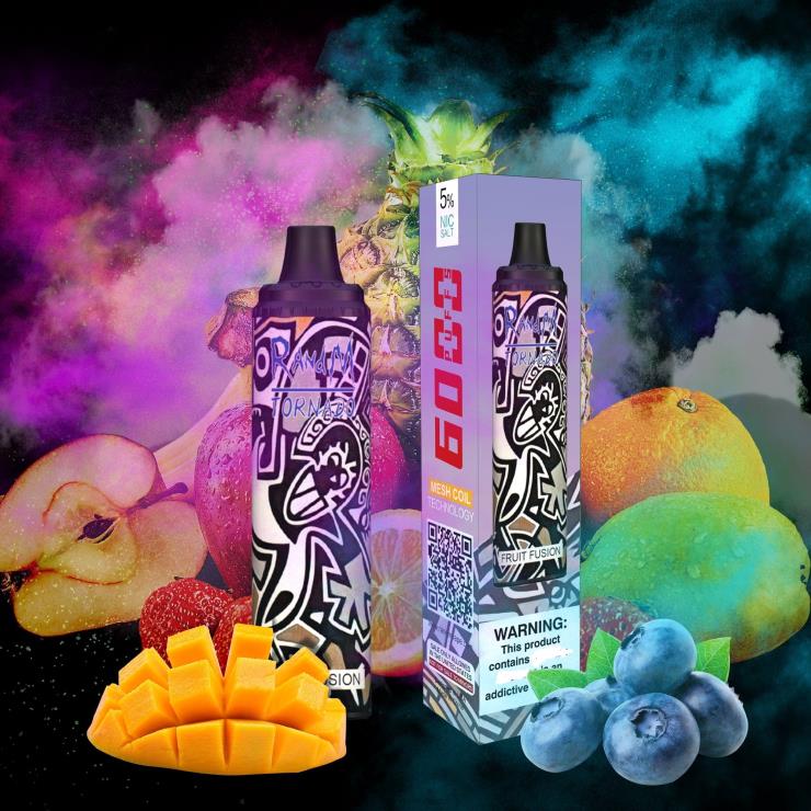 Fumot RandM Vape | RandM Tornado Z2XZX279 6000 Airflow Control Vape Pod Device 1Pc Red Apple Lemon