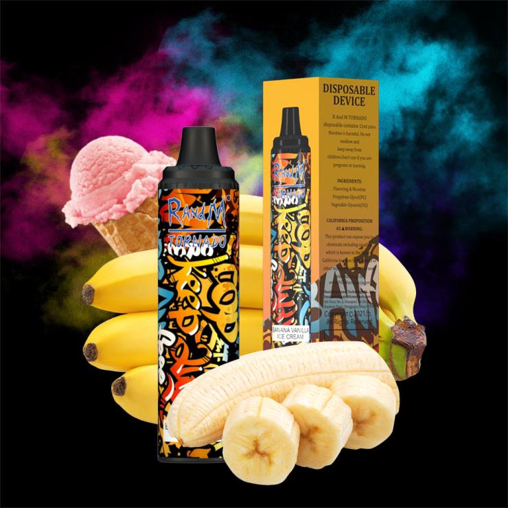 Fumot RandM Vape | RandM Tornado Z2XZX279 6000 Airflow Control Vape Pod Device 1Pc Red Apple Lemon