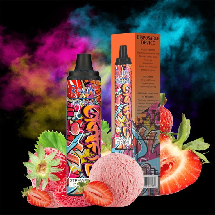 Fumot RandM Vape | RandM Tornado Z2XZX279 6000 Airflow Control Vape Pod Device 1Pc Red Apple Lemon