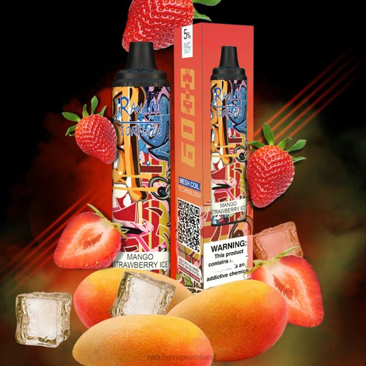 Fumot RandM Vape | RandM Tornado Z2XZX289 6000 Airflow Control Vape Pod Device 1Pc Mango Strawberry Ice
