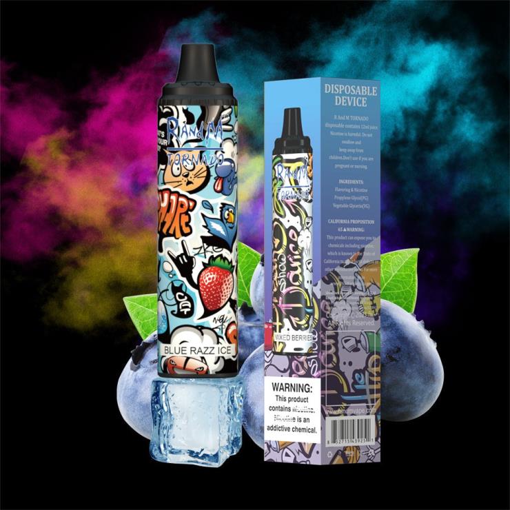 RandM Vape Dublin | RandM Tornado Z2XZX293 6000 Airflow Control Vape Pod Device 1Pc Blue Razz Ice