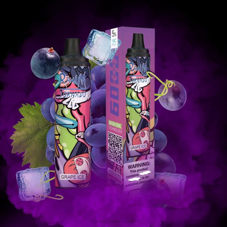 RandM Vape Flavours | RandM Tornado Z2XZX284 6000 Airflow Control Vape Pod Device 1Pc Grape Ice
