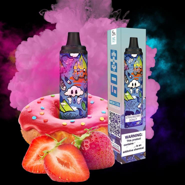RandM Vape Price | RandM Tornado Z2XZX285 6000 Airflow Control Vape Pod Device 1Pc Strawberry Donut