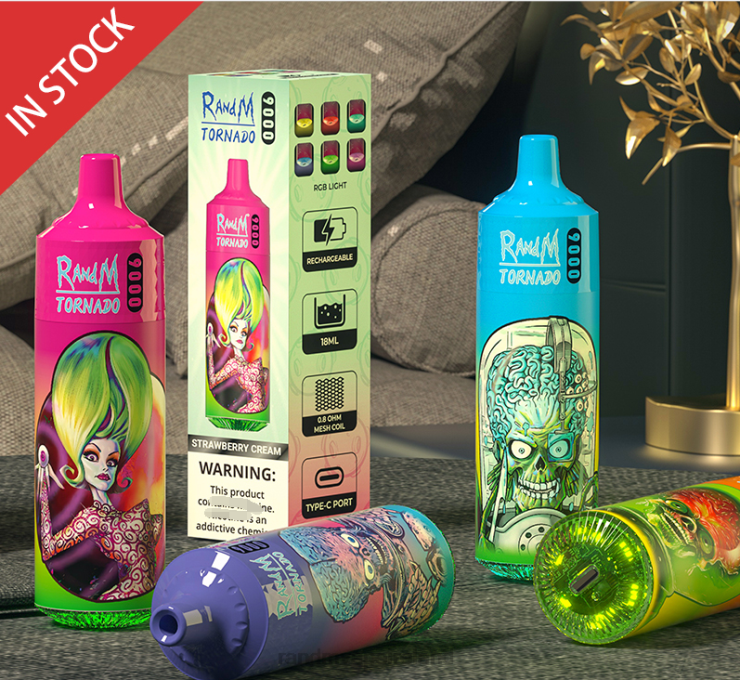R And M Vape Ireland | RandM Tornado Z2XZX161 9000 Vape Pod Device 1Pc Version 3 Strawberry Ice