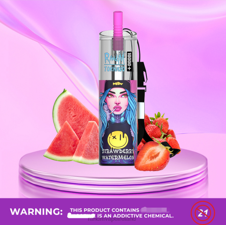 Fumot RandM Vape | RandM Tornado Z2XZX79 10000 Plus Airflow Control Vape Device 1Pc Strawberry Watermelon
