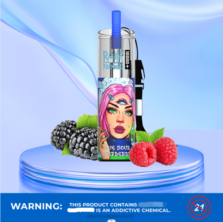 RandM Vape Dublin | RandM Tornado Z2XZX83 10000 Plus Airflow Control Vape Device 1Pc Blue Sour Raspberry