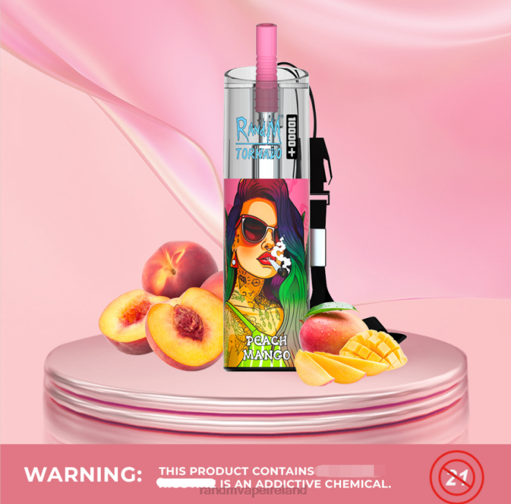 RandM Vape Price | RandM Tornado Z2XZX85 10000 Plus Airflow Control Vape Device 1Pc Peach Mango