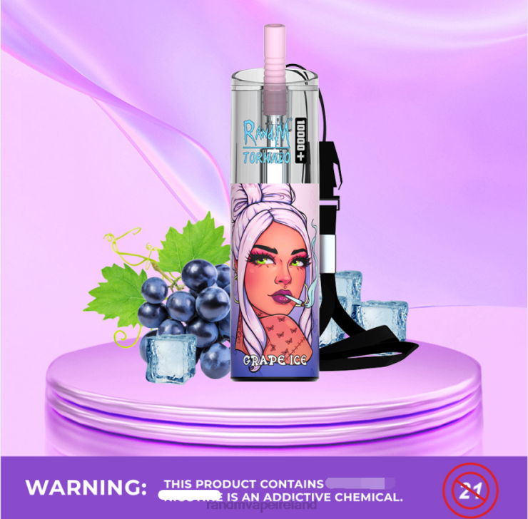 RandM Vape Review | RandM Tornado Z2XZX76 10000 Plus Airflow Control Vape Device 1Pc Grape Ice