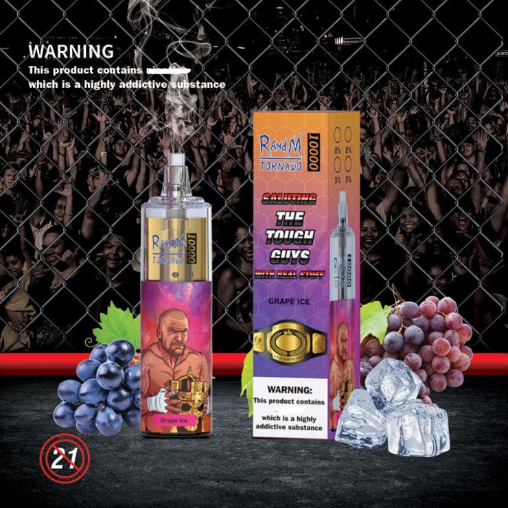 Fumot RandM Vape | RandM Tornado Z2XZX109 10000 Airflow Control Vape Device 1Pc Grape Ice