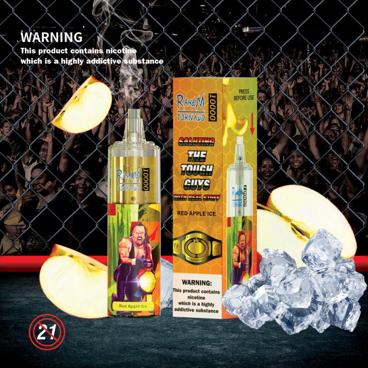 R And M Vape Ireland | RandM Tornado Z2XZX121 10000 Airflow Control Vape Device 1Pc Red Apple Ice