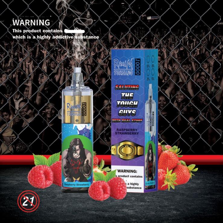 RandM Ireland | RandM Tornado Z2XZX102 10000 Airflow Control Vape Device 1Pc Raspberry Strawberry