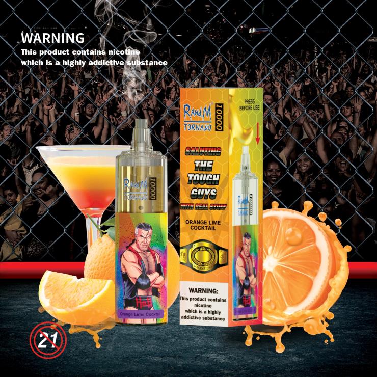 RandM Ireland | RandM Tornado Z2XZX122 10000 Airflow Control Vape Device 1Pc Orange Lime Cocktail