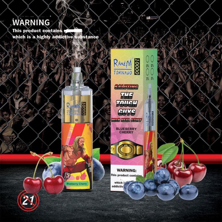 RandM Vape Dublin | RandM Tornado Z2XZX103 10000 Airflow Control Vape Device 1Pc Blueberry Cherry