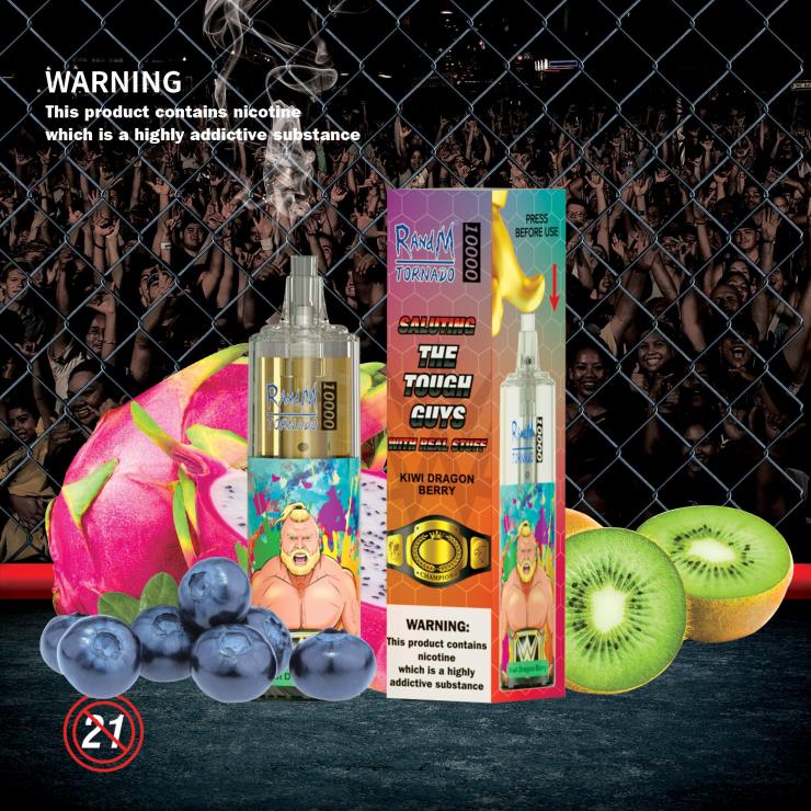 RandM Vape Dublin | RandM Tornado Z2XZX123 10000 Airflow Control Vape Device 1Pc Kiwi Dragon Berry