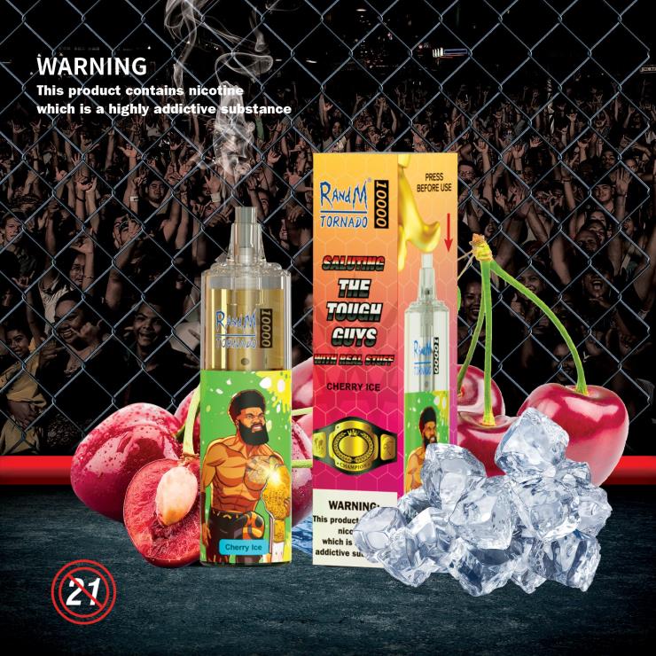 RandM Vape Flavours | RandM Tornado Z2XZX124 10000 Airflow Control Vape Device 1Pc Cherry Ice