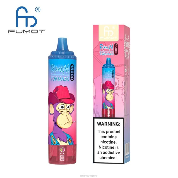 RandM Ireland | Fumot RandM Tornado Z2XZX22 15000 Vape Device With Battery And Ejuice Display Version 1 Blueberry Raspberry