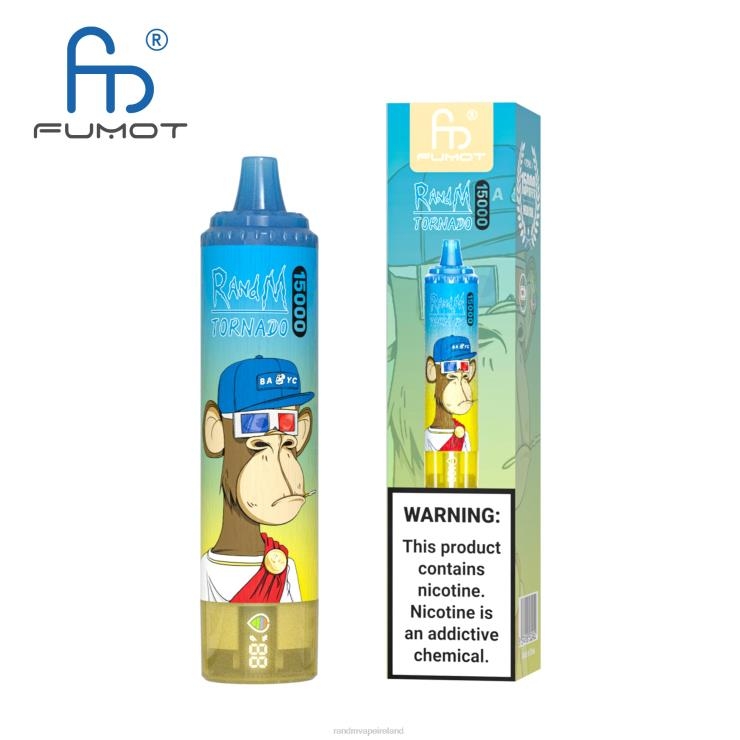RandM Ireland | Fumot RandM Tornado Z2XZX22 15000 Vape Device With Battery And Ejuice Display Version 1 Blueberry Raspberry