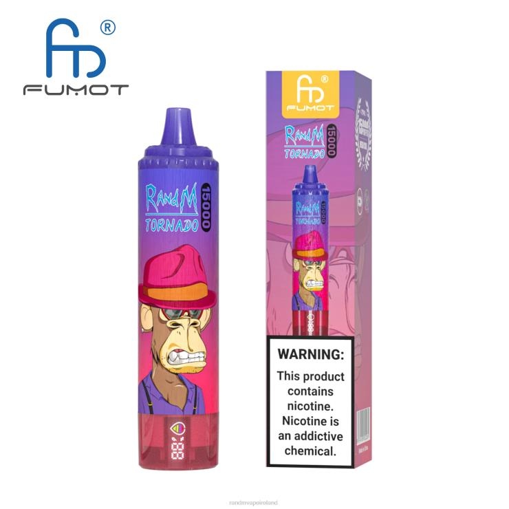RandM Ireland | Fumot RandM Tornado Z2XZX22 15000 Vape Device With Battery And Ejuice Display Version 1 Blueberry Raspberry