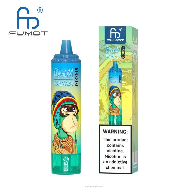RandM Ireland | Fumot RandM Tornado Z2XZX22 15000 Vape Device With Battery And Ejuice Display Version 1 Blueberry Raspberry