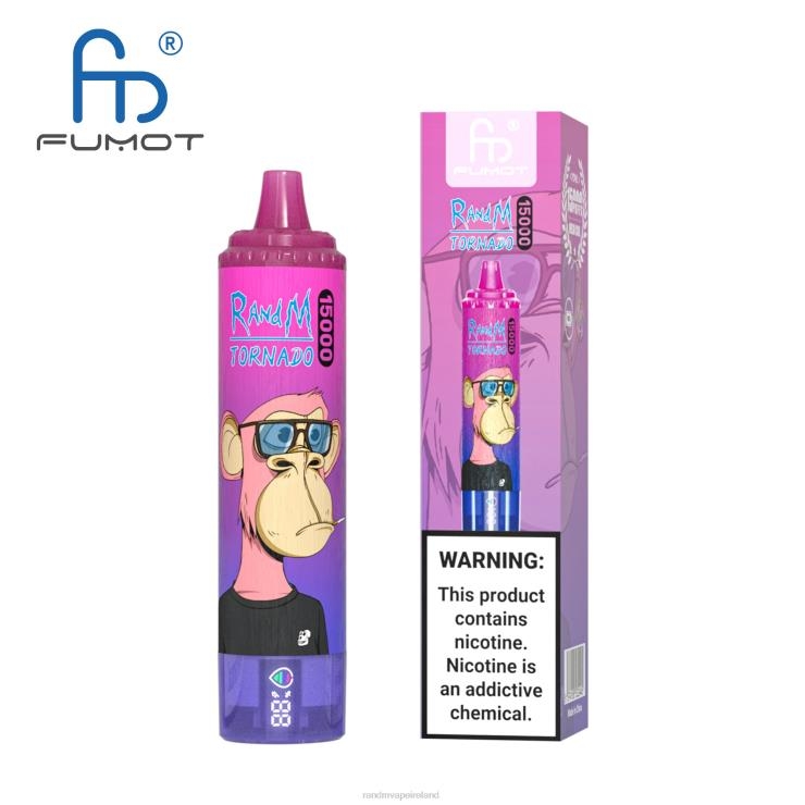 RandM Ireland | Fumot RandM Tornado Z2XZX22 15000 Vape Device With Battery And Ejuice Display Version 1 Blueberry Raspberry