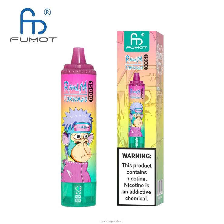 RandM Ireland | Fumot RandM Tornado Z2XZX22 15000 Vape Device With Battery And Ejuice Display Version 1 Blueberry Raspberry