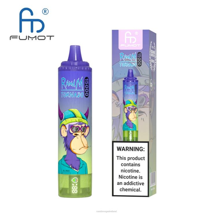 RandM Ireland | Fumot RandM Tornado Z2XZX22 15000 Vape Device With Battery And Ejuice Display Version 1 Blueberry Raspberry