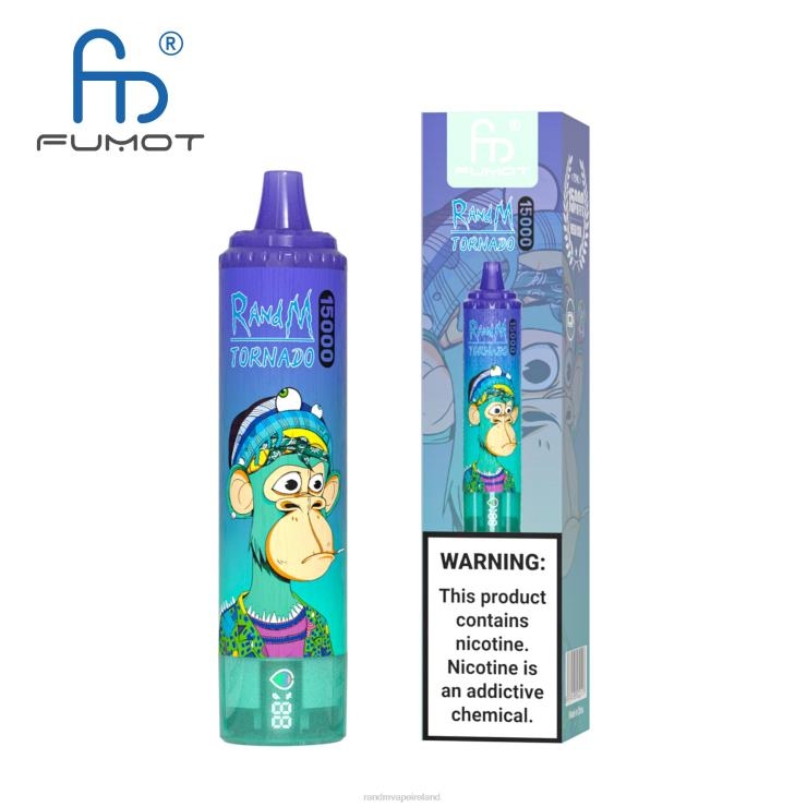 RandM Ireland | Fumot RandM Tornado Z2XZX22 15000 Vape Device With Battery And Ejuice Display Version 1 Blueberry Raspberry
