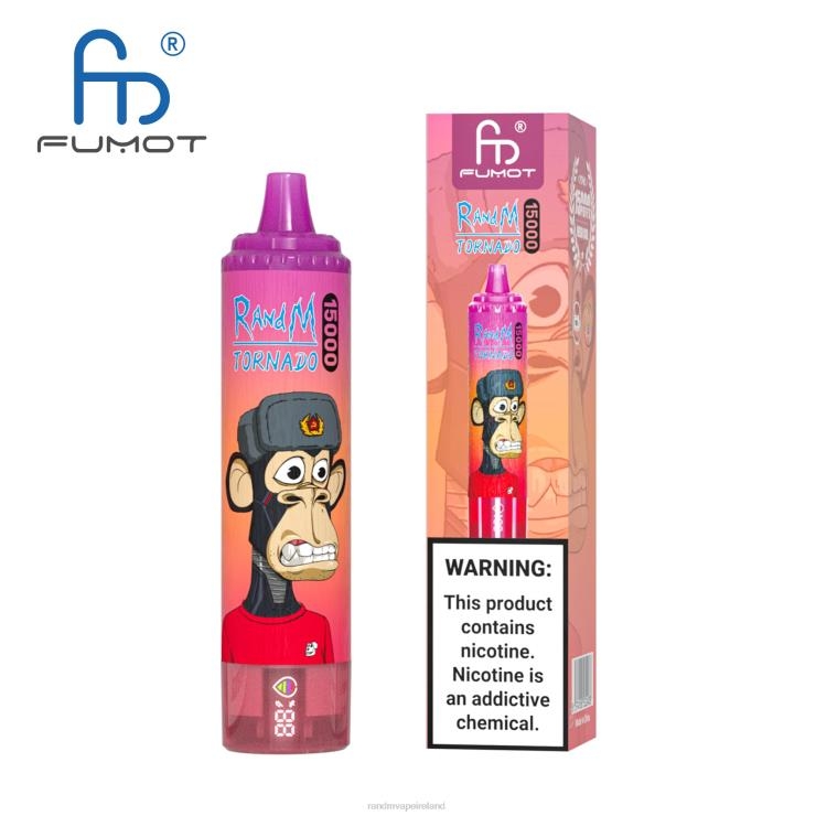 RandM Ireland | Fumot RandM Tornado Z2XZX22 15000 Vape Device With Battery And Ejuice Display Version 1 Blueberry Raspberry