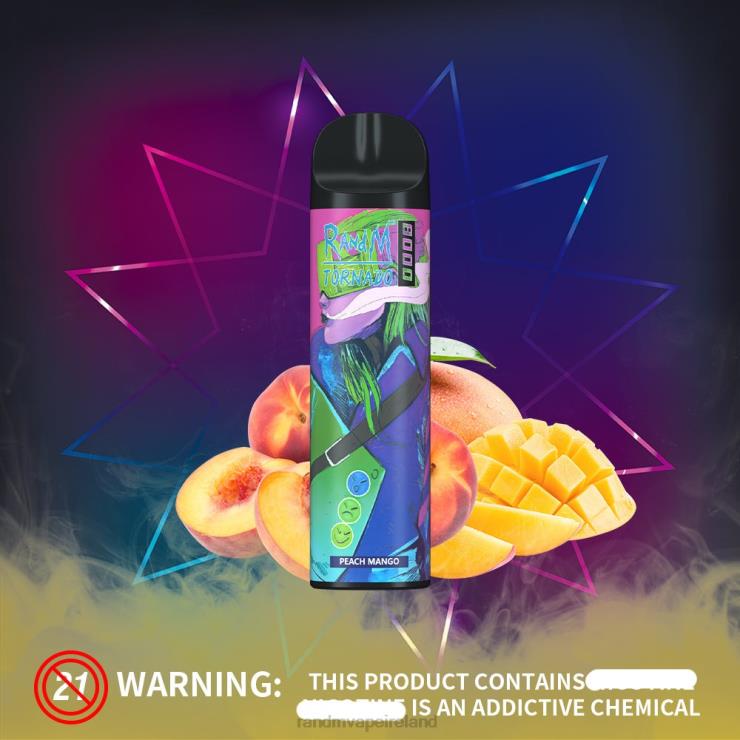 R And M Vape Ireland | RandM Tornado Z2XZX251 8000 Airflow Control Vape Device 1Pc Peach Mango