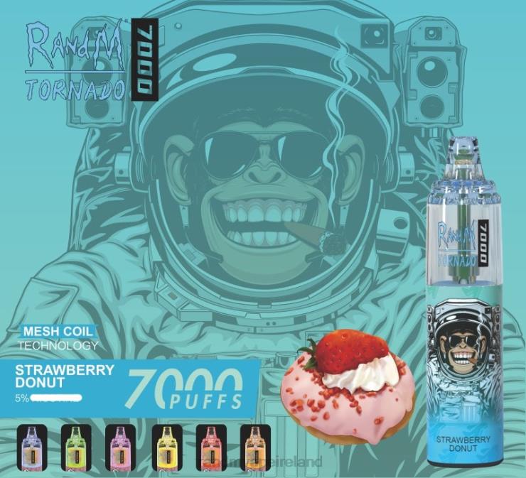 RandM Vape Sale | RandM Tornado Z2XZX167 7000 Airflow Control Vape Device 1Pc Strawberry Donut